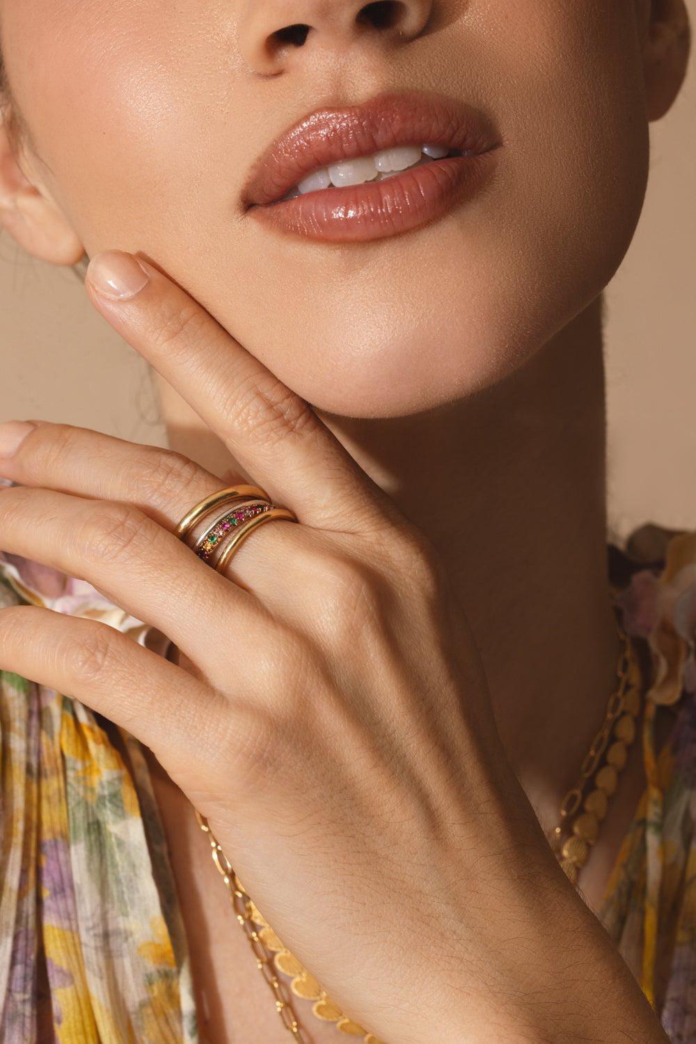 SPINELLI KILCOLLIN-Nimus YG Gris Four Link Ring-YELLOW GOLD