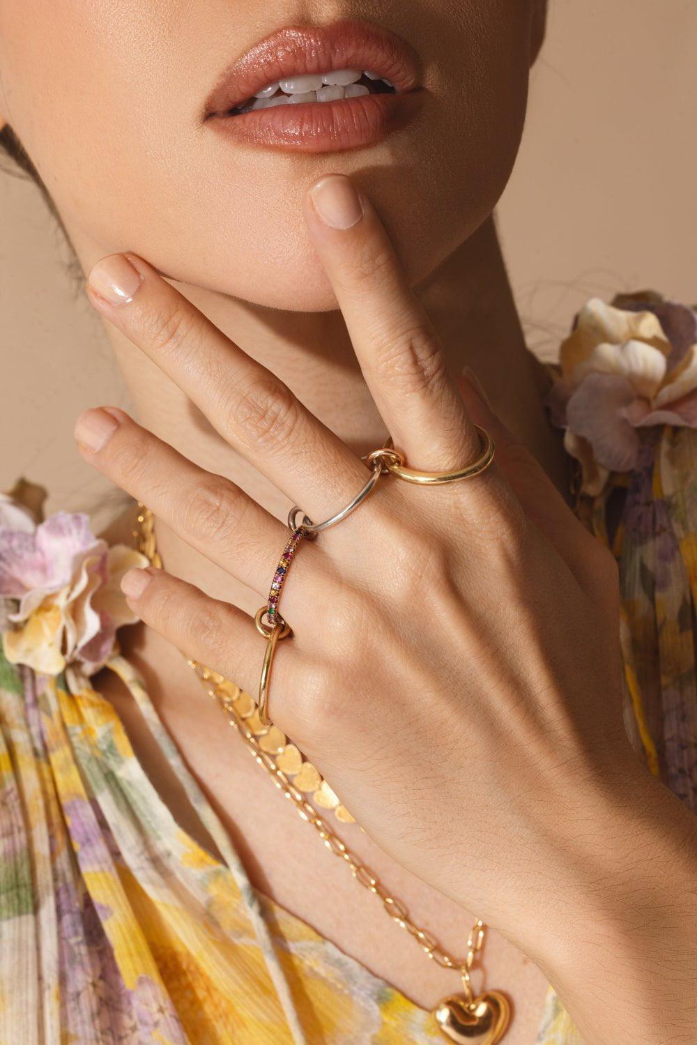 SPINELLI KILCOLLIN-Nimus YG Gris Four Link Ring-YELLOW GOLD
