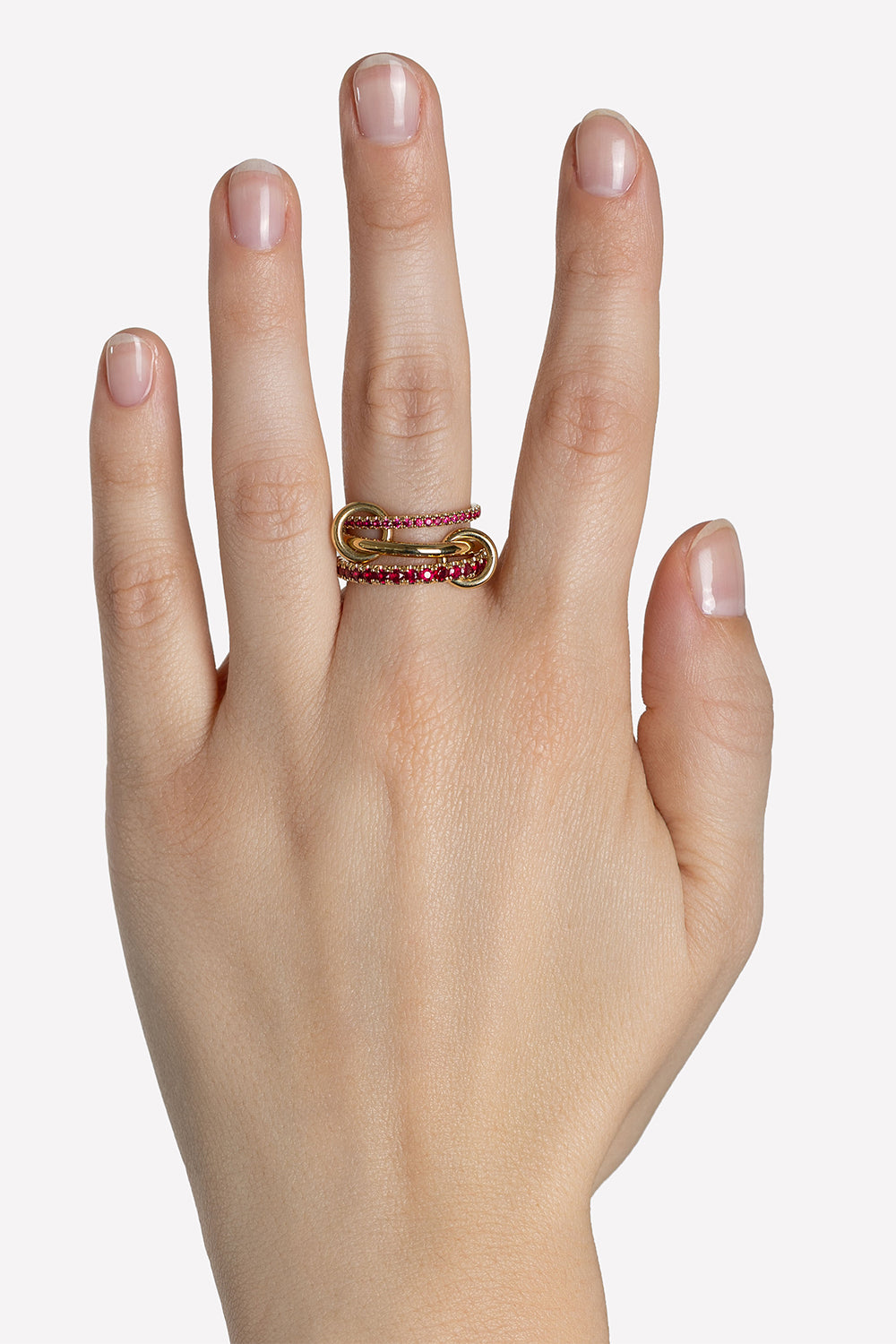 Ruby Norah Three Link Ring-YELLOW GOLD-8-JEWELRYFINE JEWELRING-SPINELLI KILCOLLIN