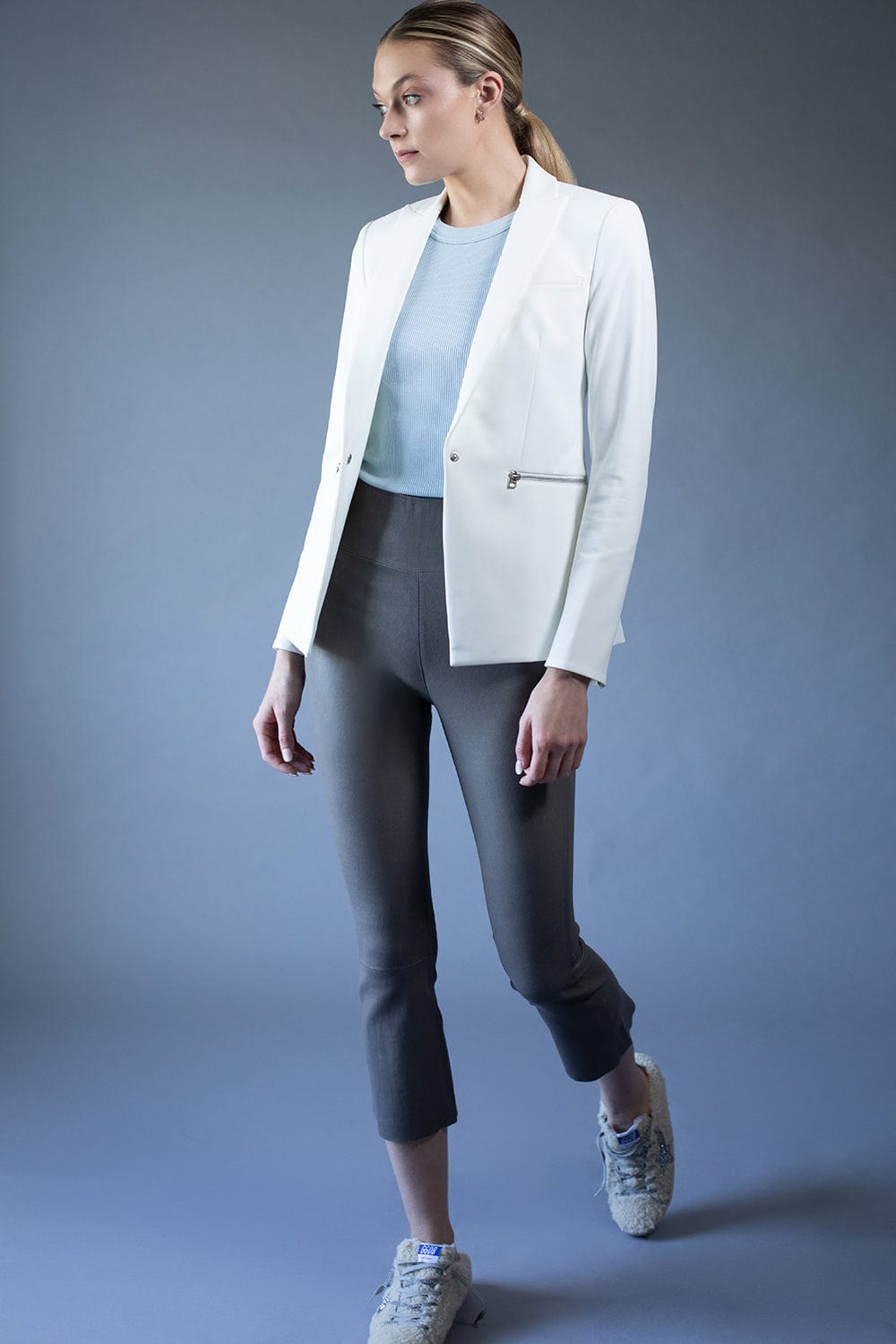 SPRWMN-Crop Ankle Flare Legging - Washed Grey-