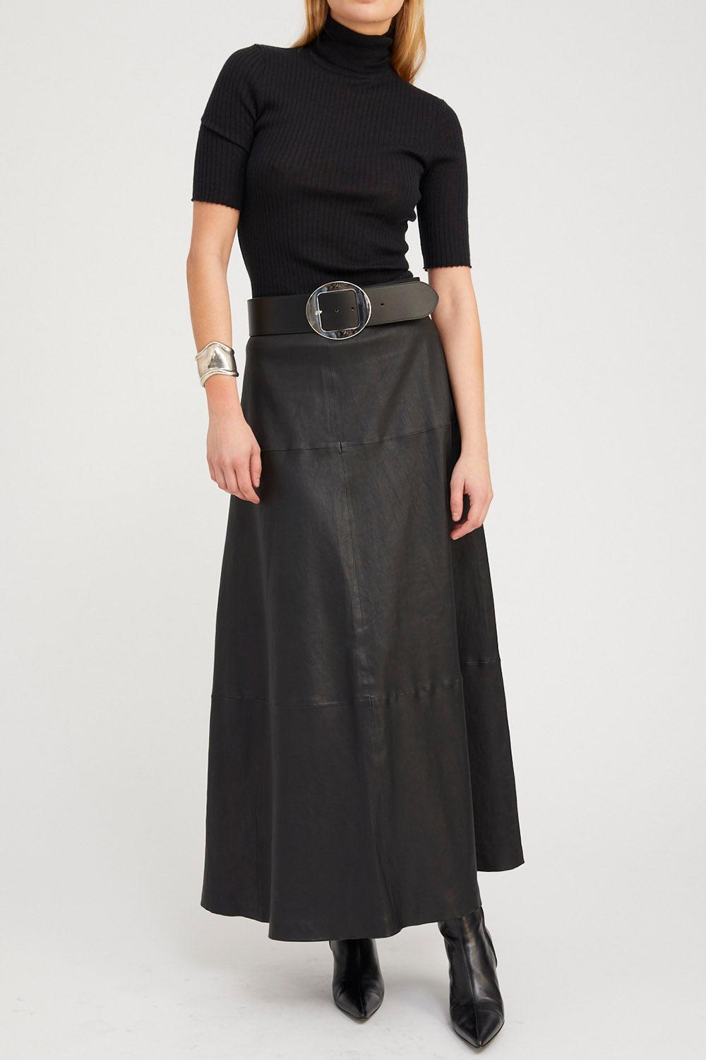 Short Sleeve Turtle Neck Top - Black-BLACK-XS-CLOTHINGTOPKNITS-SPRWMN