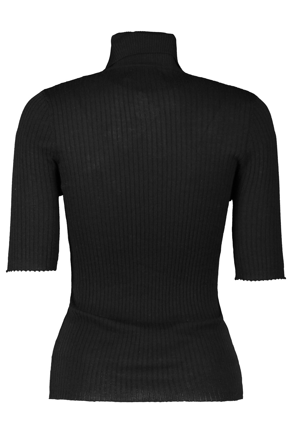 Short Sleeve Turtle Neck Top - Black-BLACK-XS-CLOTHINGTOPKNITS-SPRWMN
