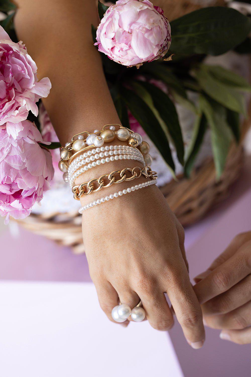 STATE PROPERTY-Nemara Twin Pearl Bangle-YELLOW GOLD