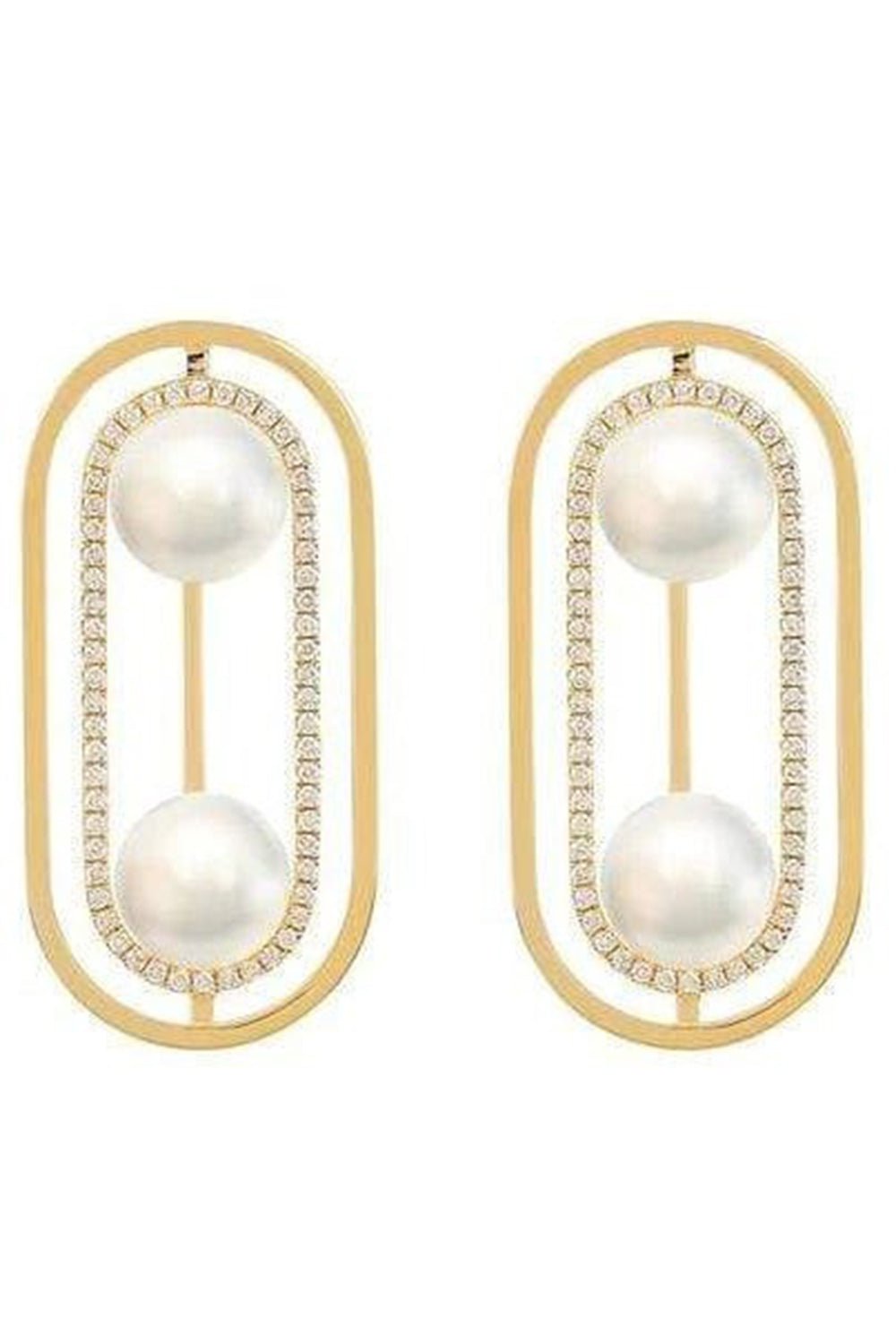 STATE PROPERTY-Ellipsis Pearl and Diamond Earrings-YELLOW GOLD