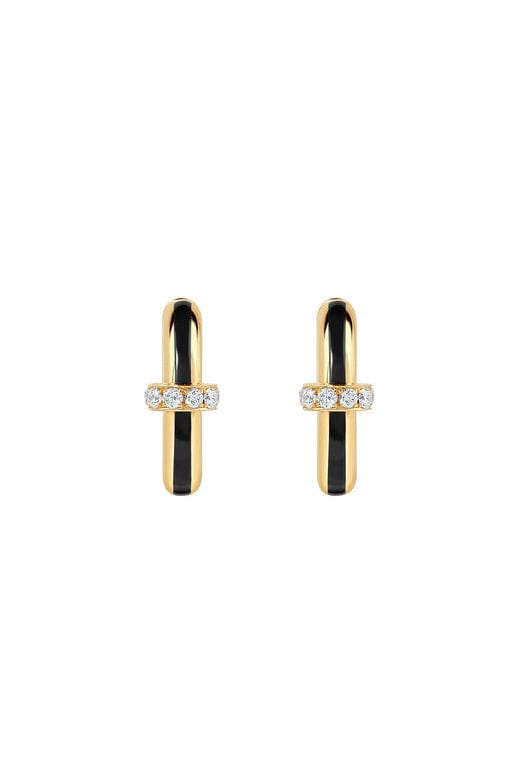 STATE PROPERTY-Idris Minor Jet Black Hoop Earrings-YELLOW GOLD