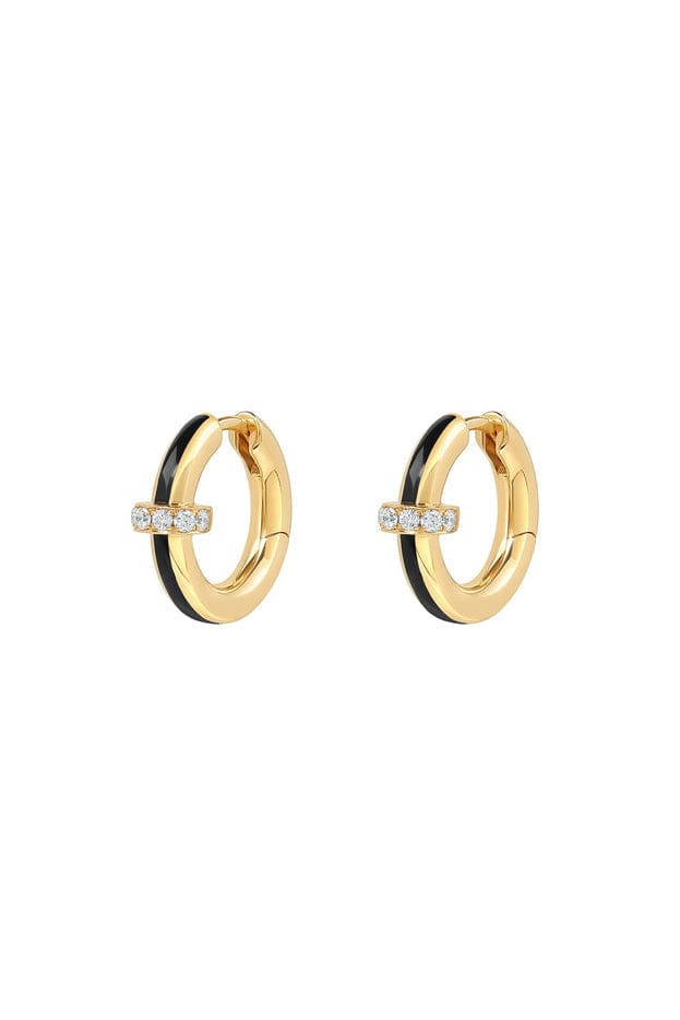 STATE PROPERTY-Idris Minor Jet Black Hoop Earrings-YELLOW GOLD