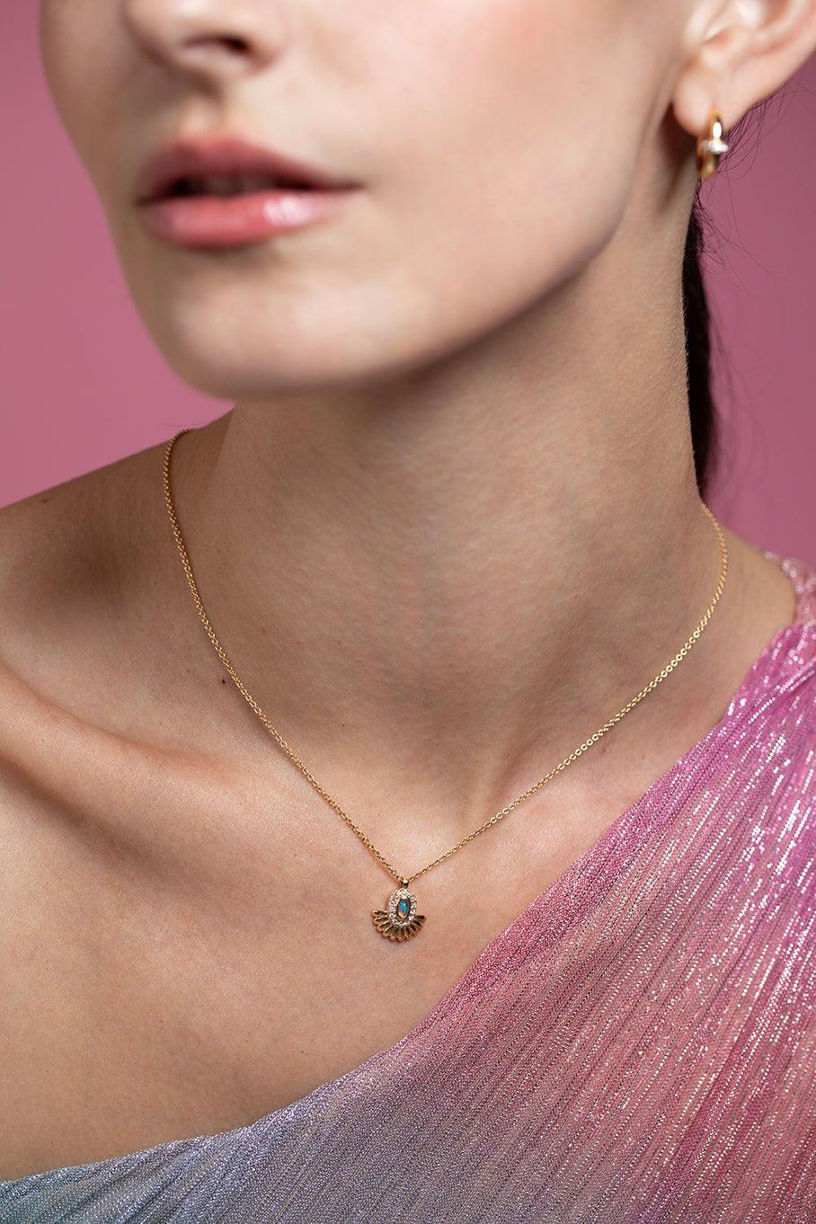 STATE PROPERTY-Alara Sunburst Pendant Necklace-YELLOW GOLD