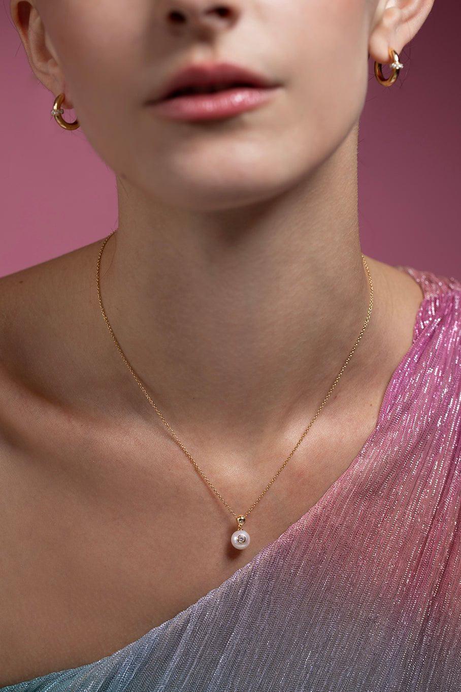 STATE PROPERTY-Nemara Pearl Pendant Necklace-YELLOW GOLD