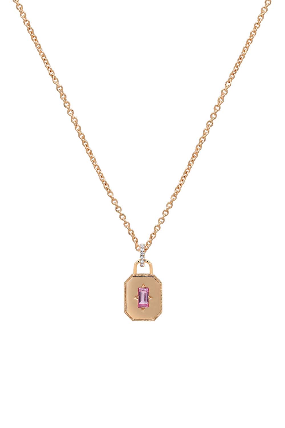 STATE PROPERTY-Pink Sapphire Spade Warisan Pendant Necklace-ROSE GOLD