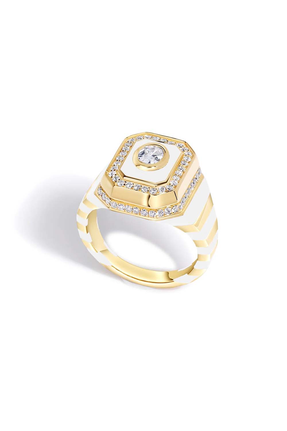 STATE PROPERTY-Tsang Bone White Diamond Signet Ring-ROSE GOLD