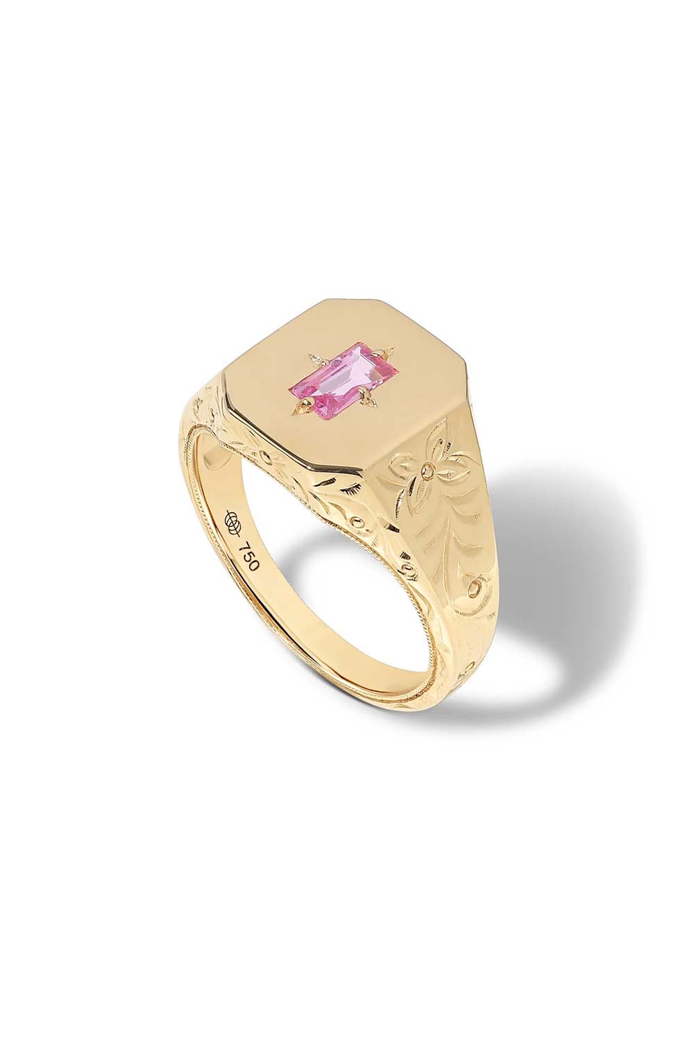 STATE PROPERTY-Pink Sapphire Spade Warisan Signet Ring-YELLOW GOLD