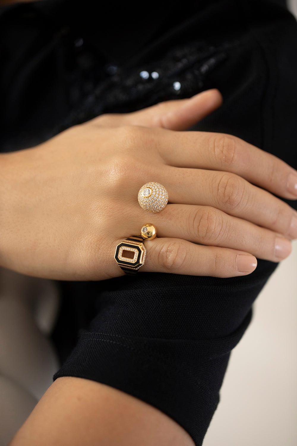 STATE PROPERTY-Azar Jet Black Signet Ring-YELLOW GOLD