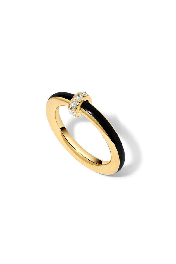 STATE PROPERTY-Idris Black Enamel Ring-YELLOW GOLD