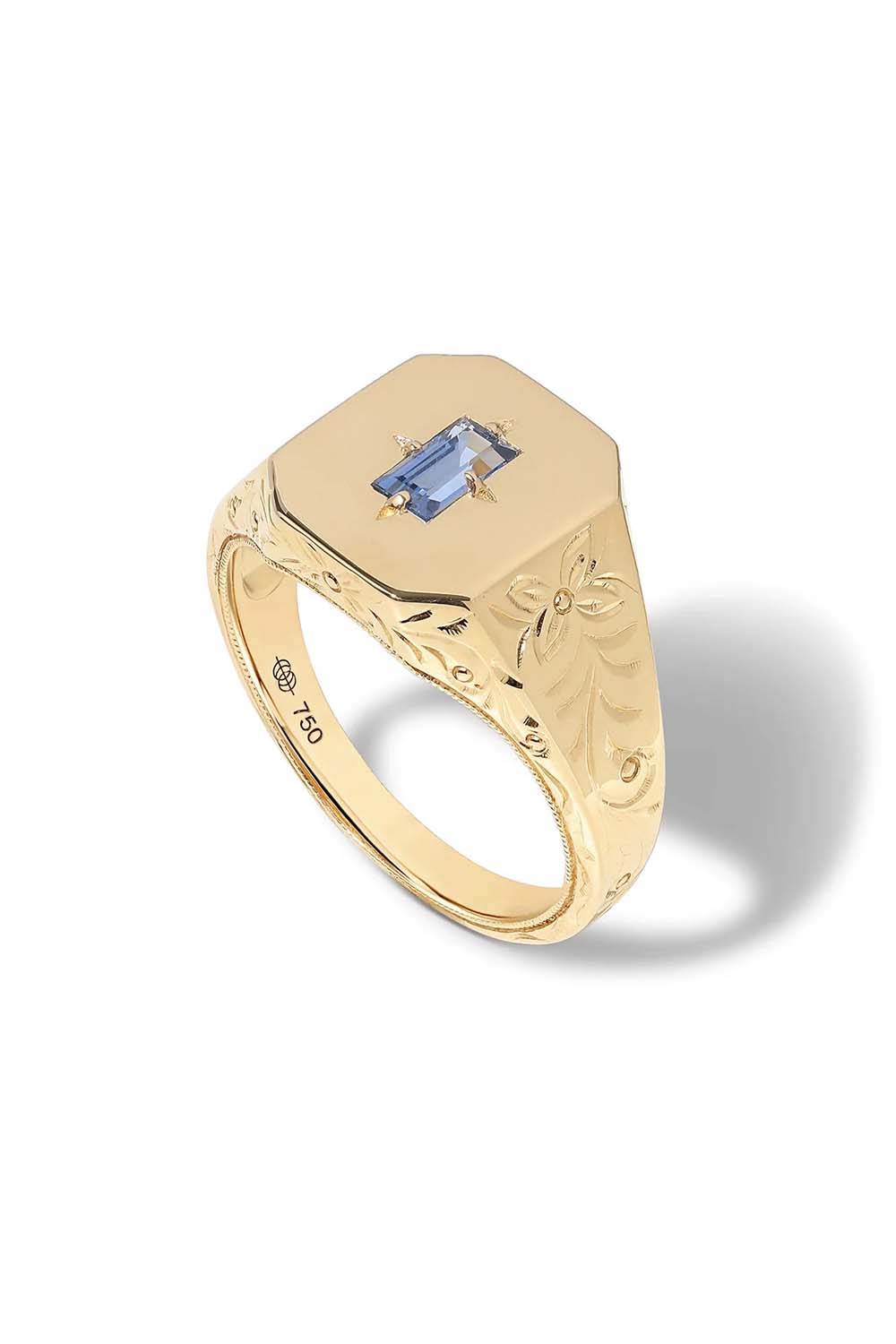 STATE PROPERTY-Blue Sapphire Spade Signet Ring-YELLOW GOLD