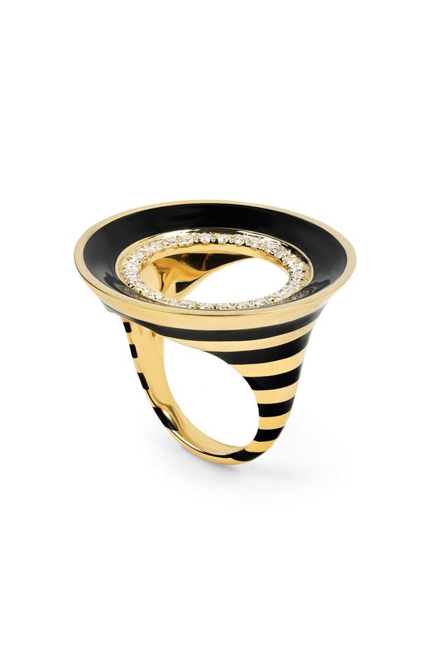 STATE PROPERTY-Reis Black Enamel Ring-YELLOW GOLD