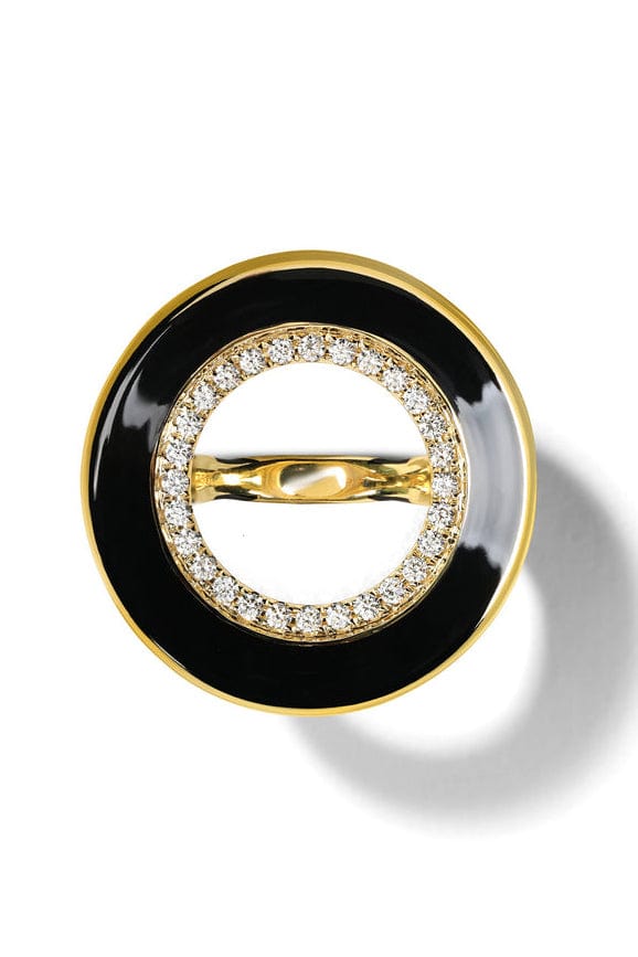 STATE PROPERTY-Reis Black Enamel Ring-YELLOW GOLD