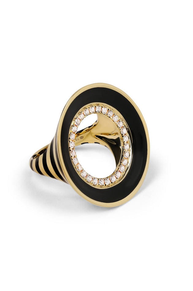 STATE PROPERTY-Reis Black Enamel Ring-YELLOW GOLD
