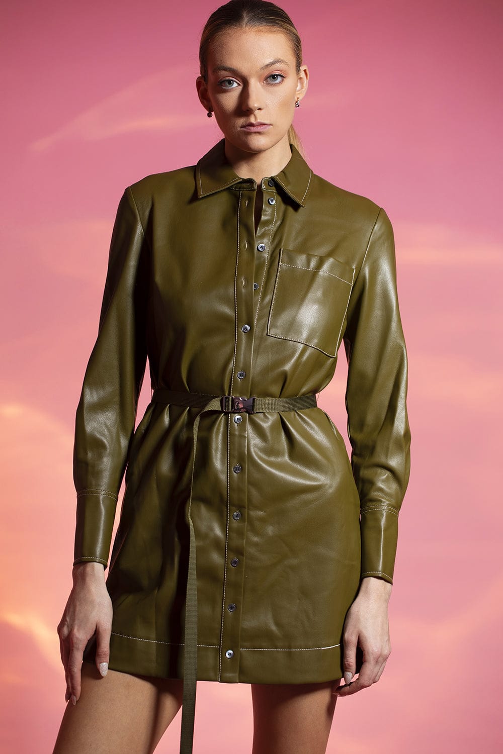 STAUD-Lynn Shirt Dress-