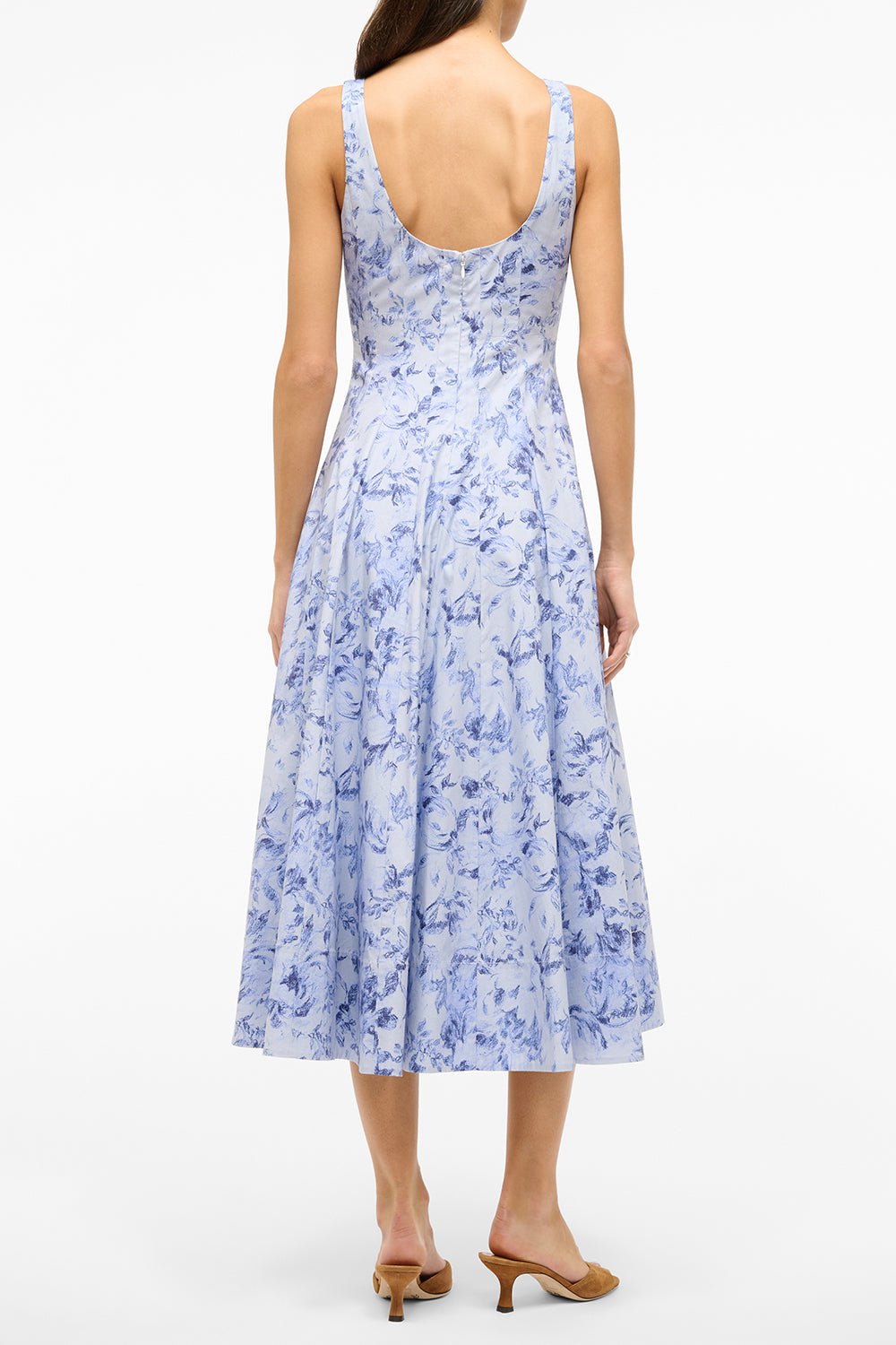 STAUD-Wells Dress - Periwinkle Sketchbook Floral-
