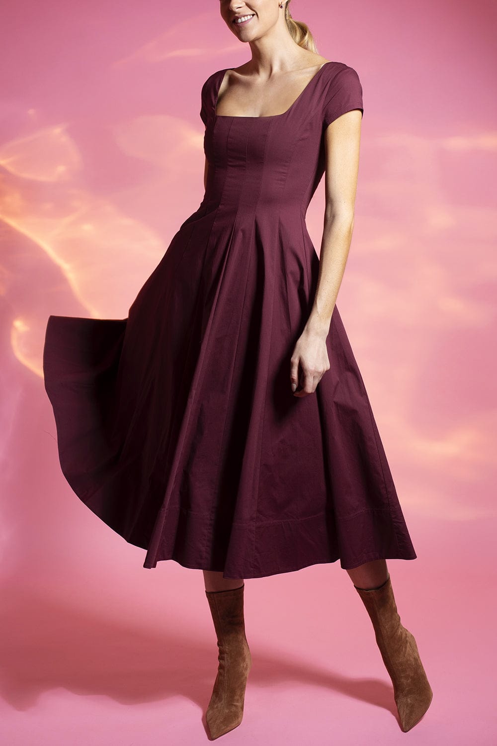 STAUD-Short Sleeve Wells Dress-