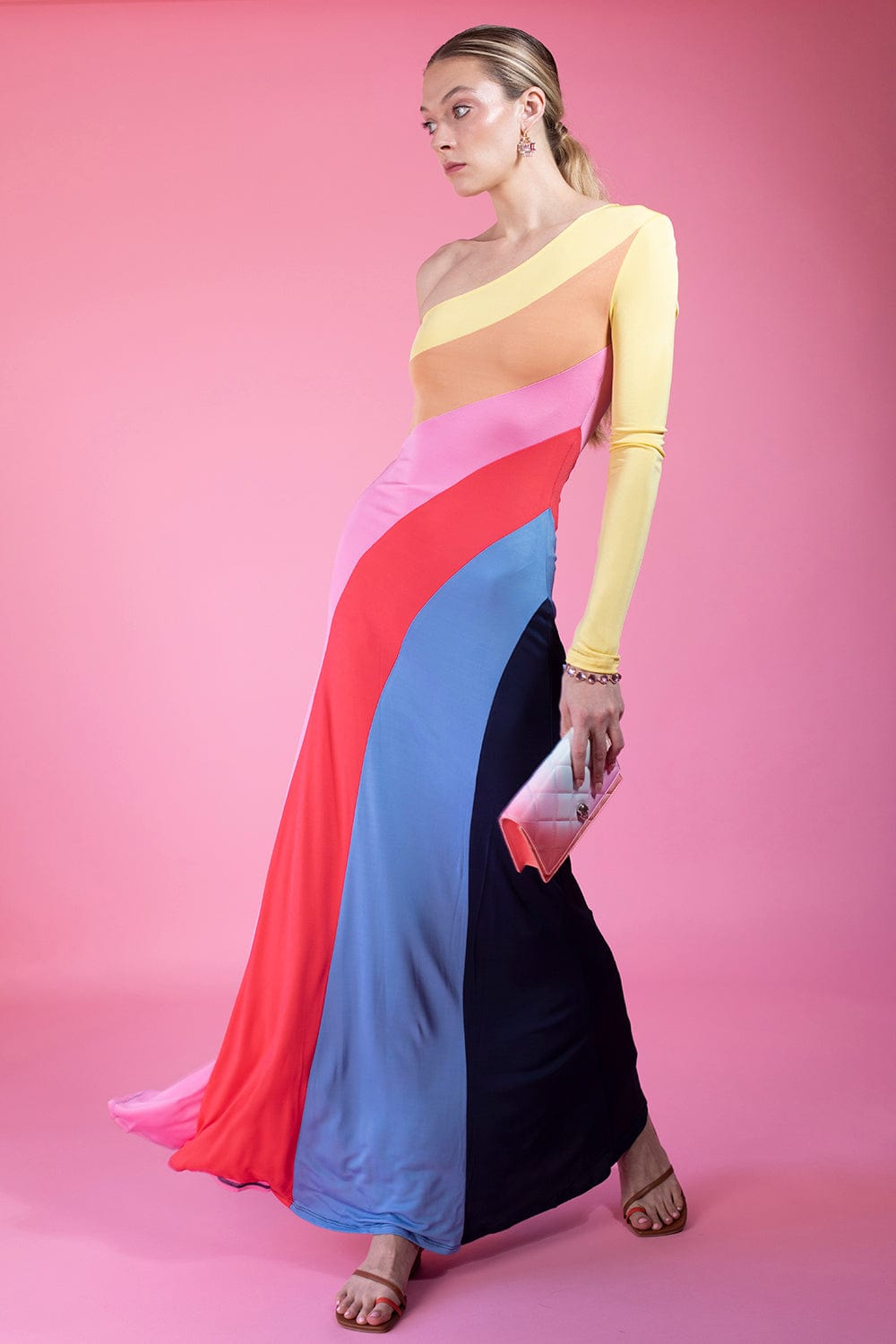 STAUD-Serena One Sleeve Maxi Dress-