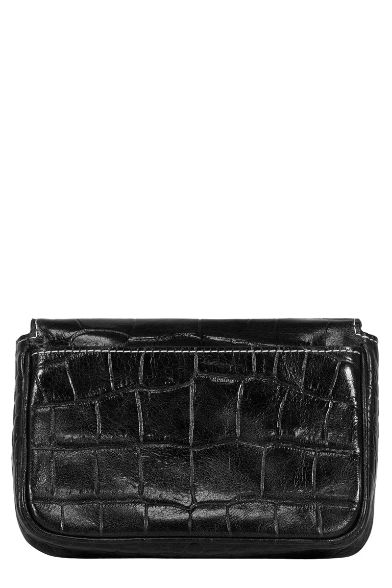STAUD-Mini Tommy Chain Bag Black Faux Croc-BLACK