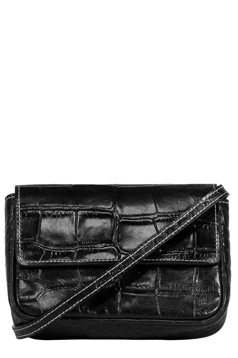 STAUD-Mini Tommy Chain Bag Black Faux Croc-BLACK
