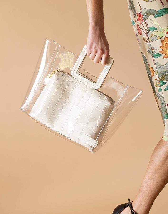 STAUD-Clear and Cream Shirley Bag-CLR/CRM