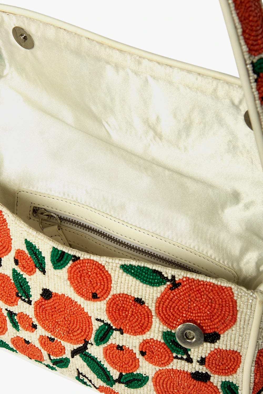 STAUD-Beaded Shoulder Bag-ORANGE CREAM