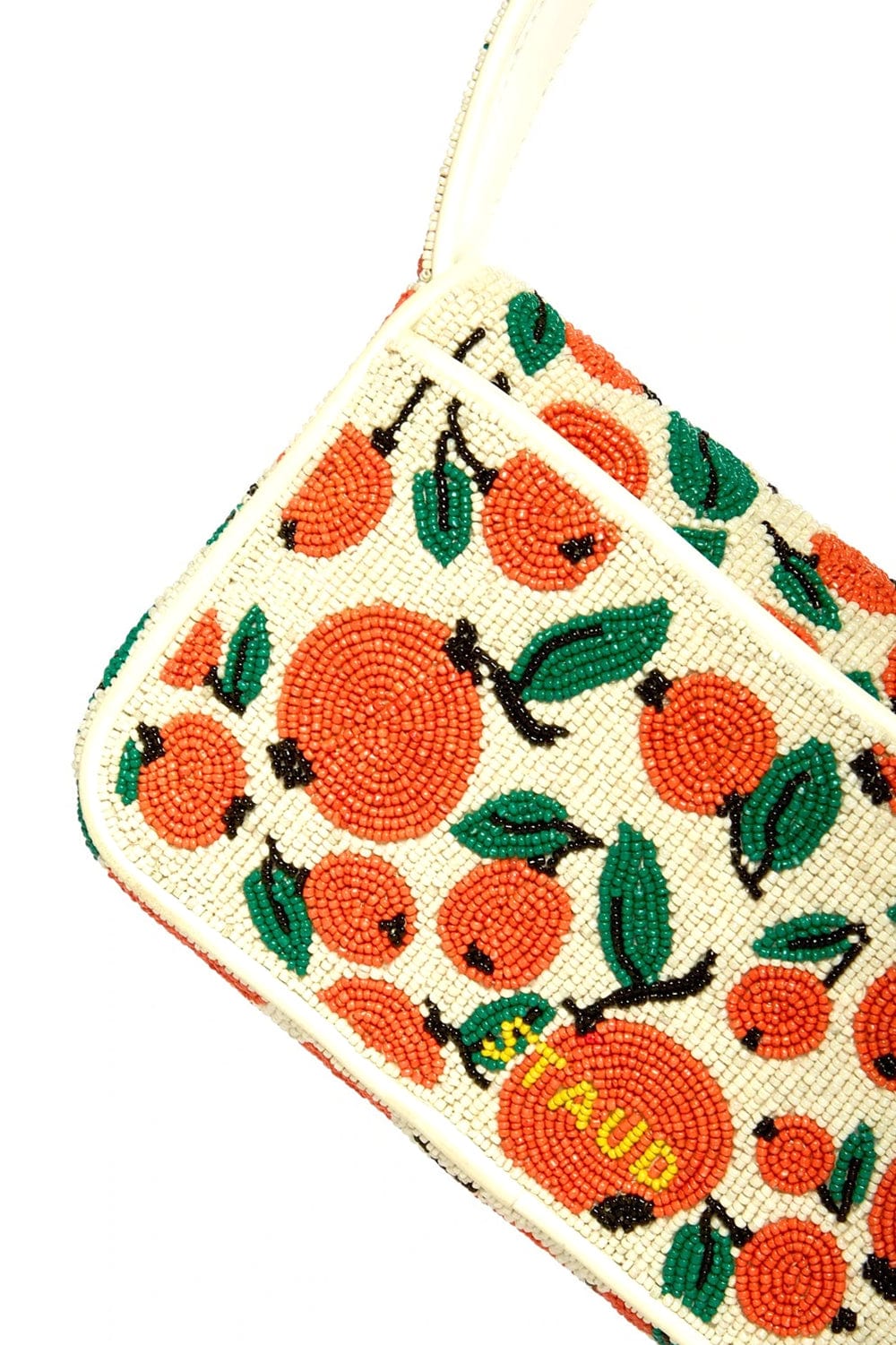 STAUD-Beaded Shoulder Bag-ORANGE CREAM