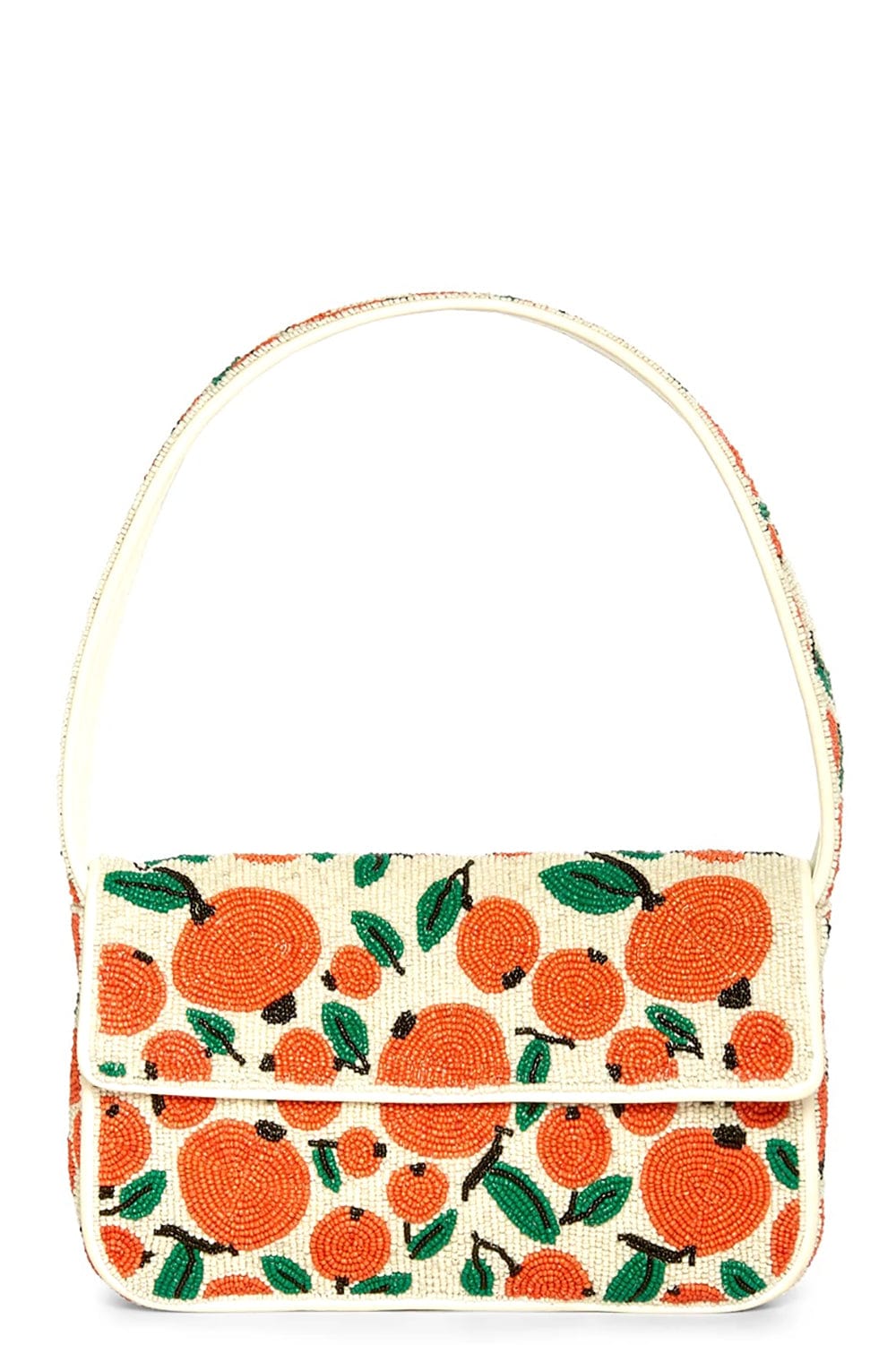 STAUD-Beaded Shoulder Bag-ORANGE CREAM