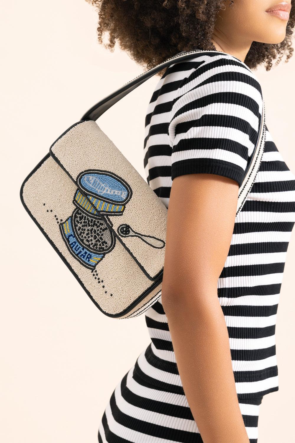 Tommy Beaded Bag - Caviar Dreams-CREAM-HANDBAGTOP HANDLE-STAUD