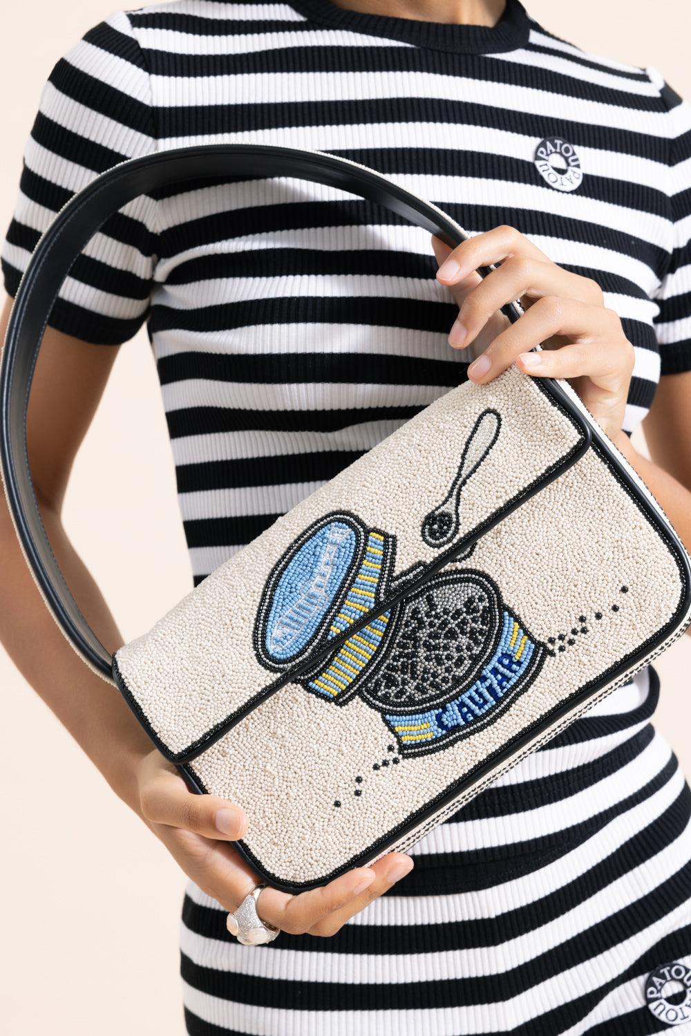 Tommy Beaded Bag - Caviar Dreams-CREAM-HANDBAGTOP HANDLE-STAUD