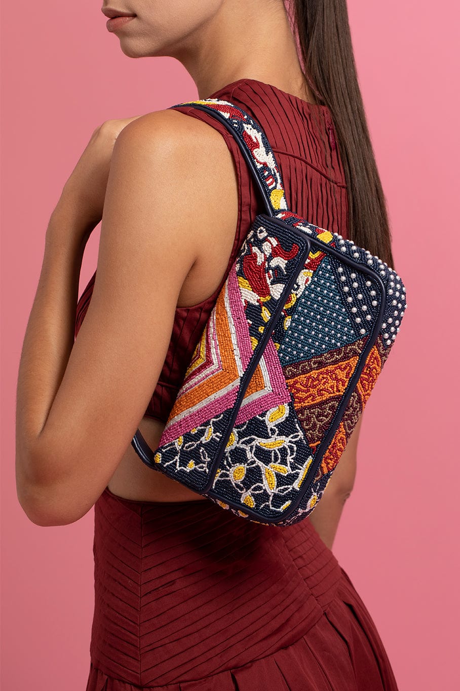 STAUD-Tommy Beaded Bag-PATCHWRK
