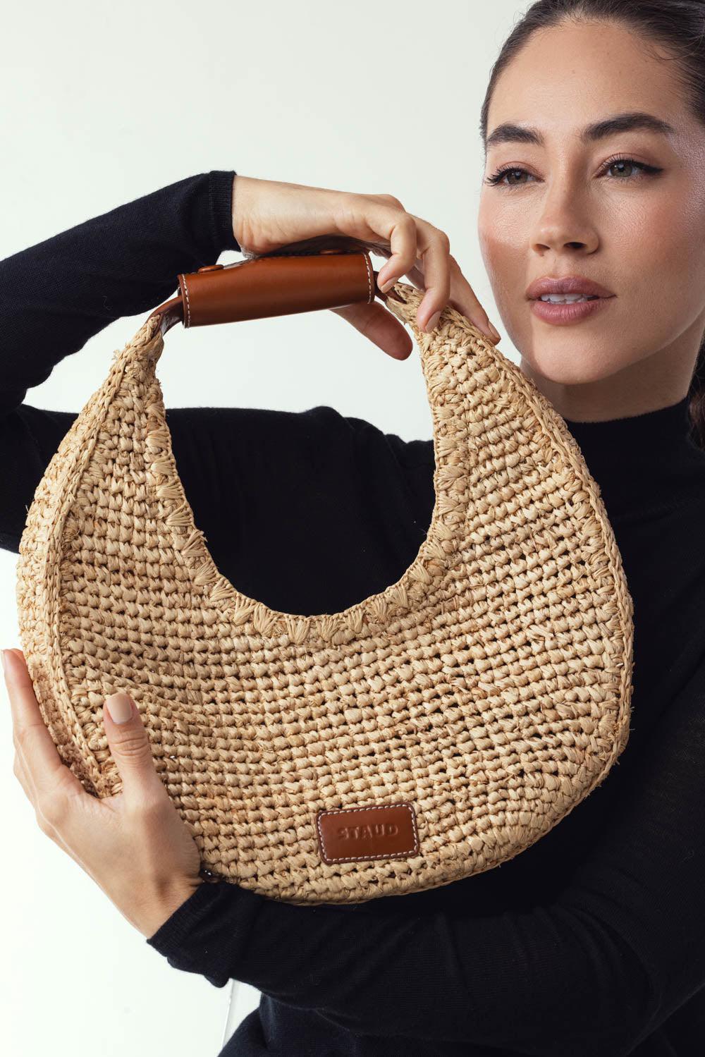 STAUD かごバッグ ブラウン Moon Bag - Raffia | STAUD – Marissa Collections