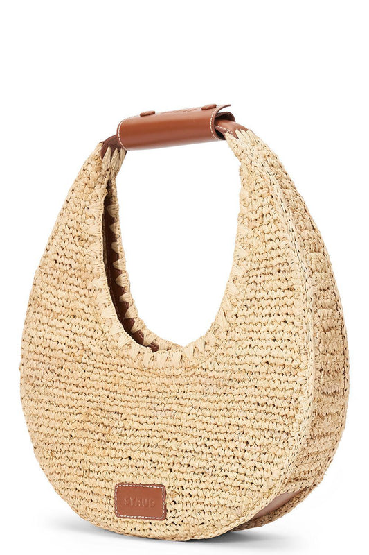 STAUD-Moon Bag - Raffia-NAT/TAN