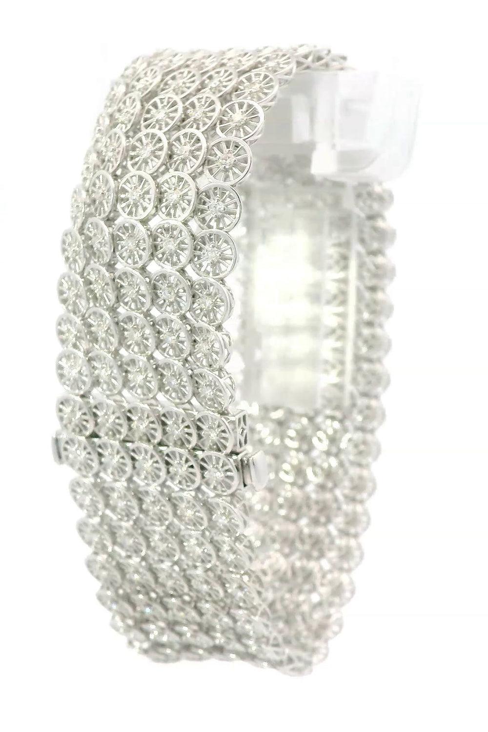 Diamond Four Row Wheel Bracelet-WHITE GOLD-6.5-JEWELRYFINE JEWELBRACELET O-STEFERE