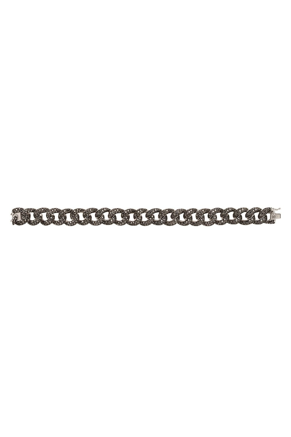 STEFERE-Black Diamond Link Bracelet-WHITE GOLD