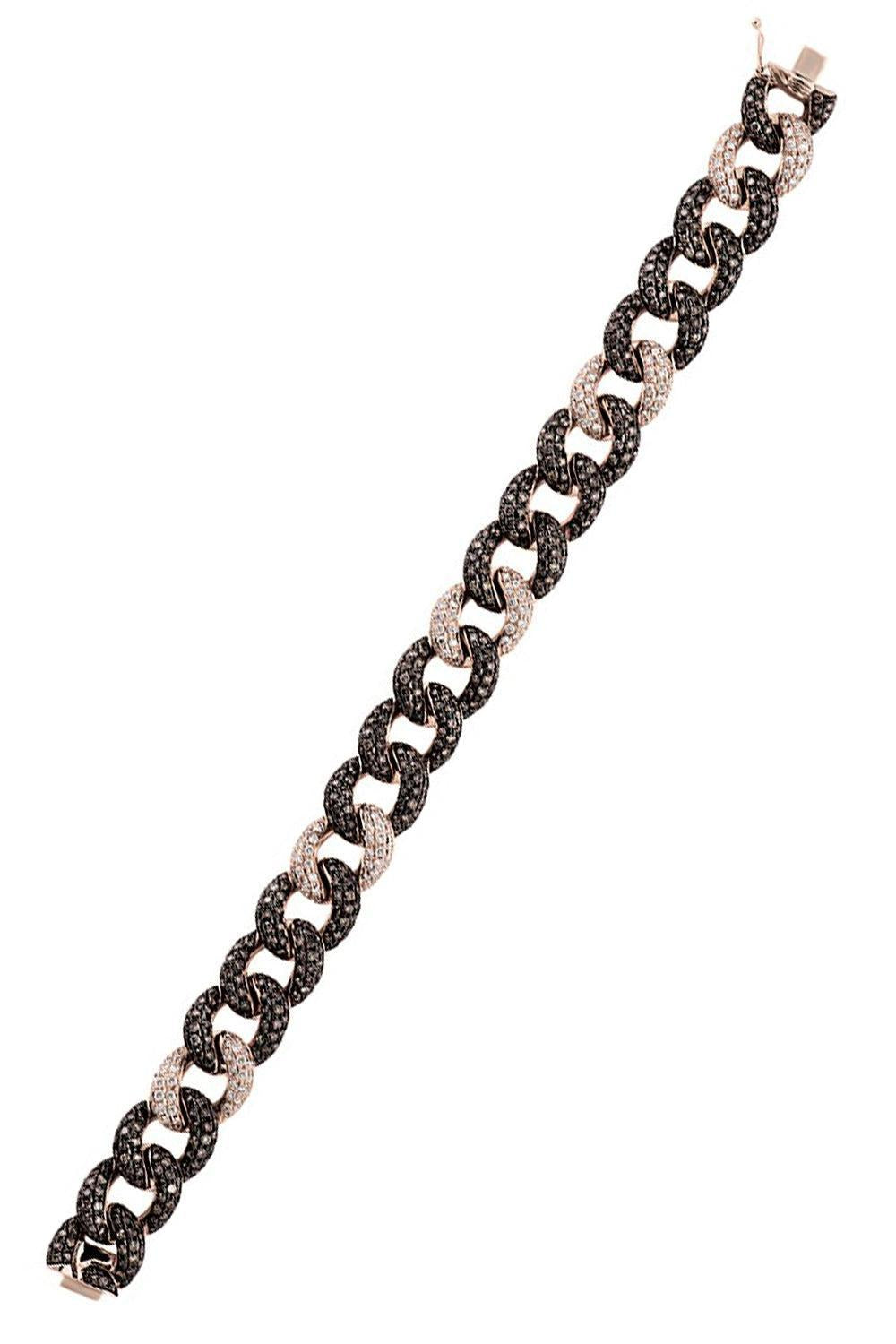 Mixed Diamond Curb Link Bracelet-YELLOW GOLD-7-JEWELRYFINE JEWELBRACELET O-STEFERE