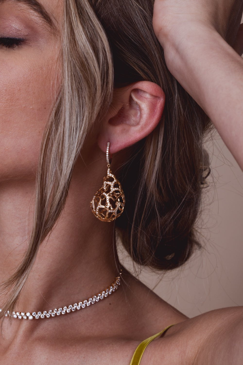 STEFERE-Diamond Pear Earrings-ROSE GOLD