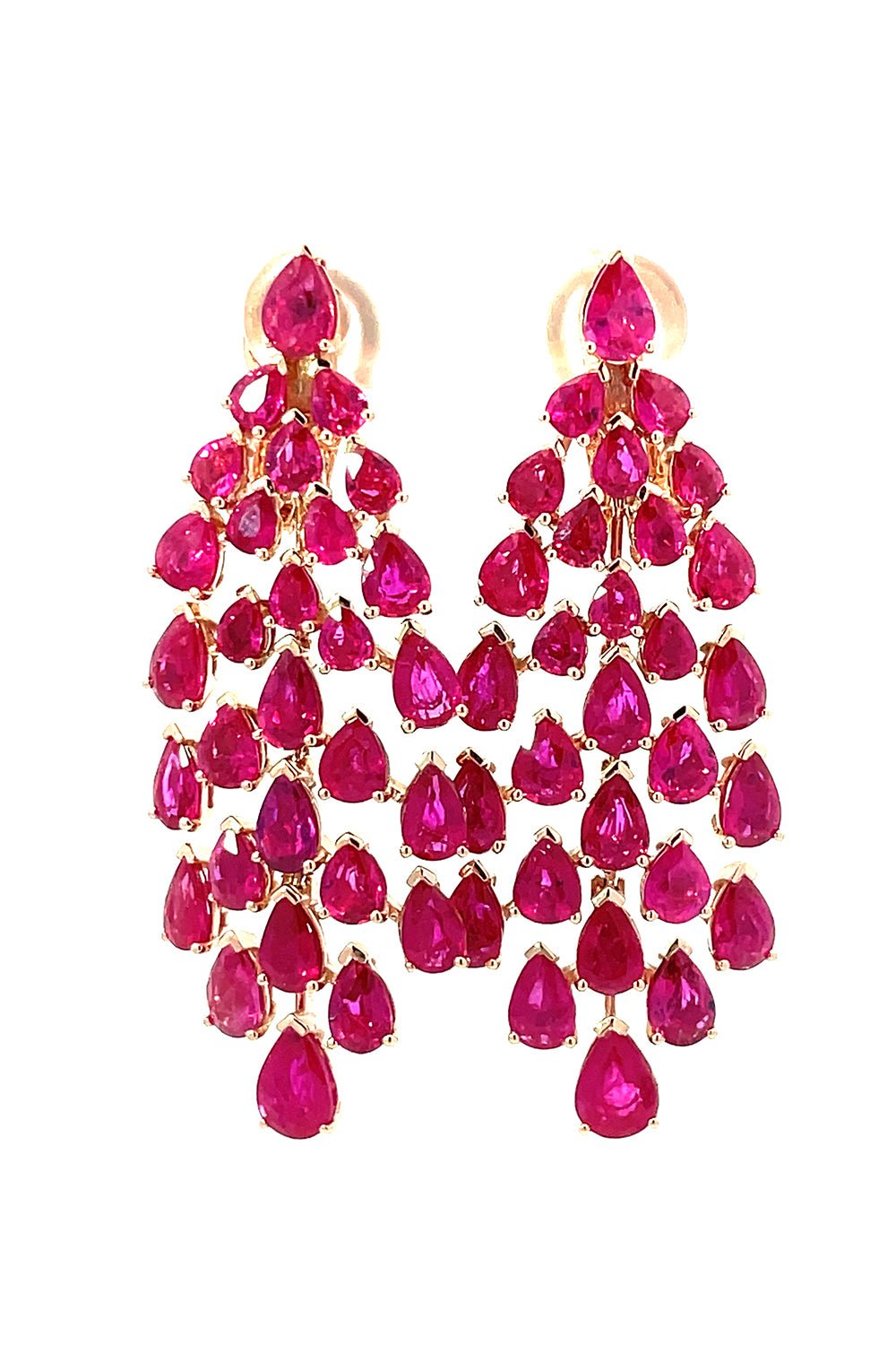 STEFERE-Long Ruby Drop Earrings-ROSE GOLD