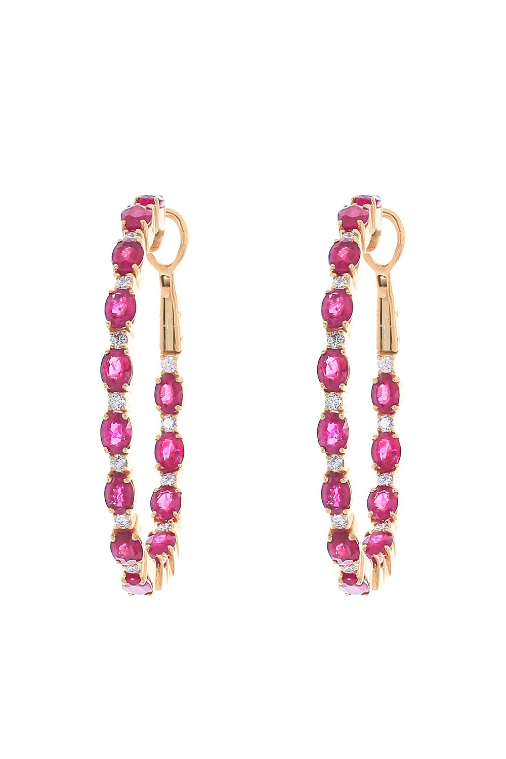 STEFERE-Ruby Diamond Hoop Earrings-ROSE GOLD