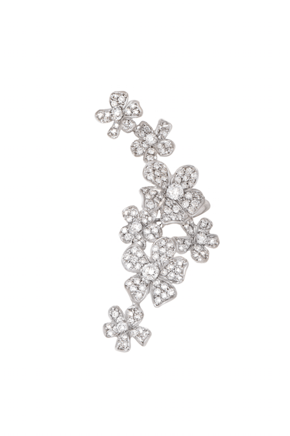 STEFERE-Diamond Flower Ear Cuff-WHITE GOLD