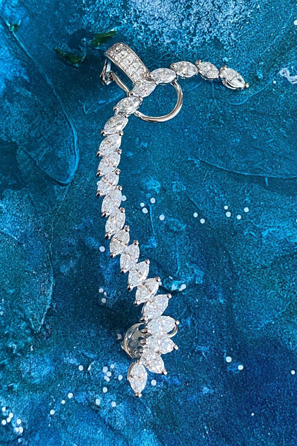 STEFERE-Diamond Long Ear Cuff-WHITE GOLD