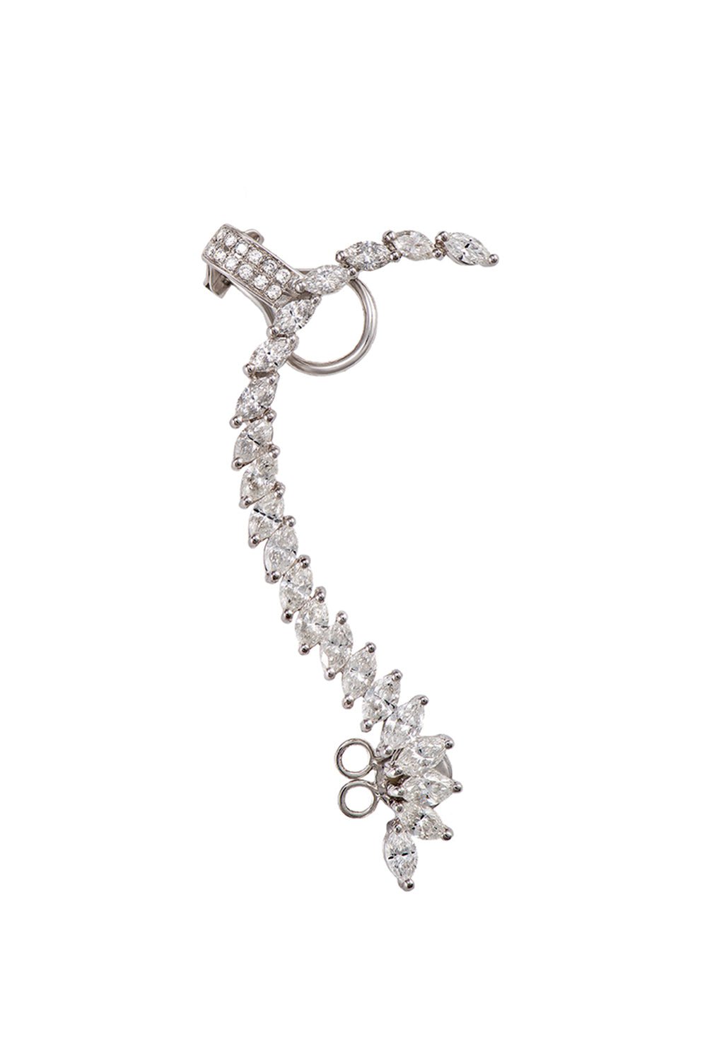 STEFERE-Diamond Long Ear Cuff-WHITE GOLD