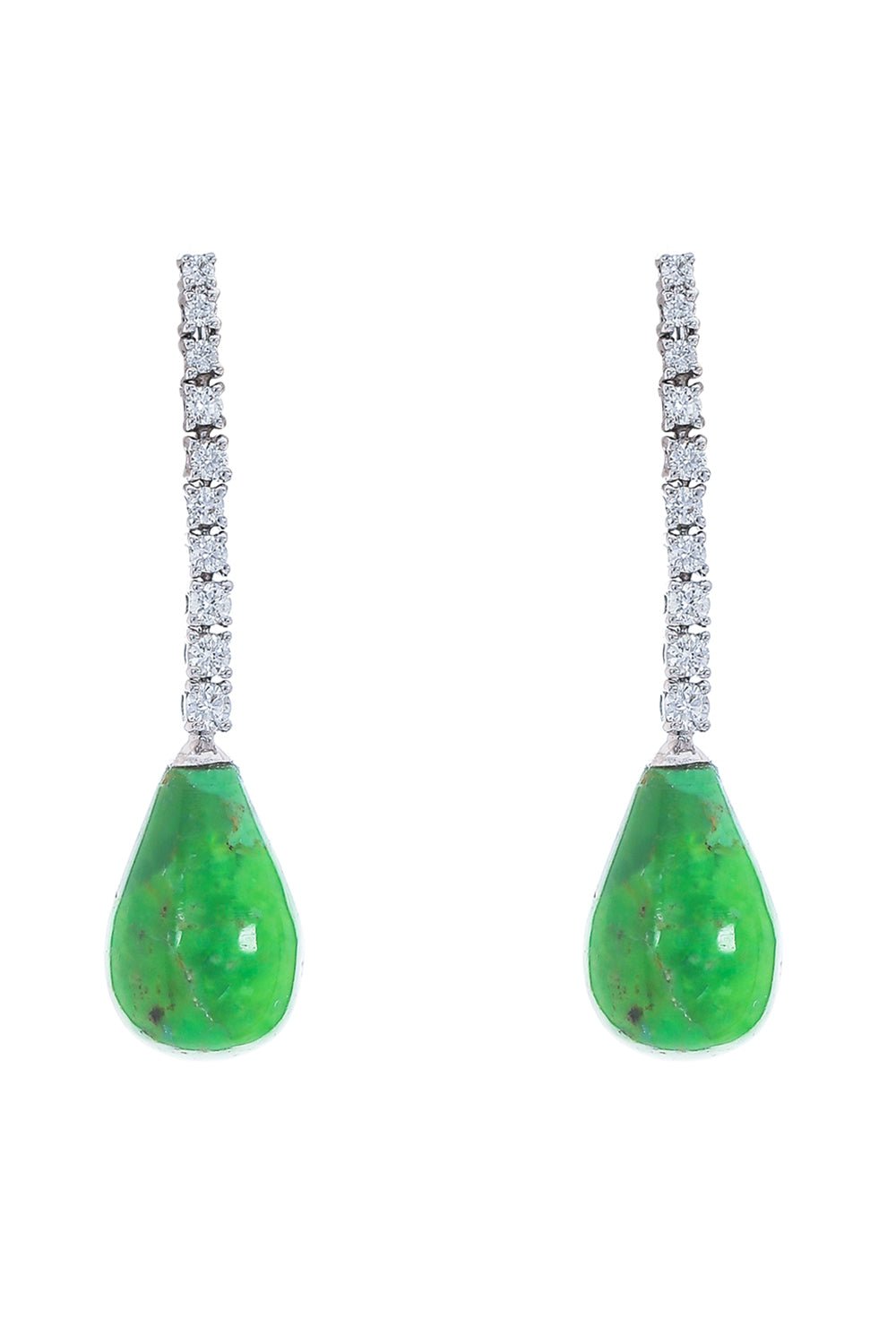 STEFERE-Diamond Turqoise Drop Earrings-WHITE GOLD