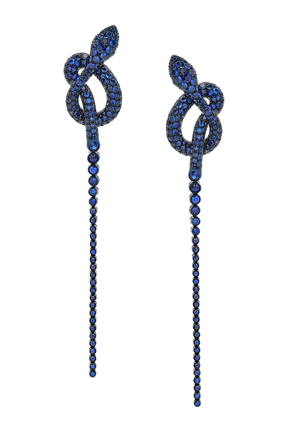 STEFERE-Long Blue Sapphire Snake Earrings-WHITE GOLD