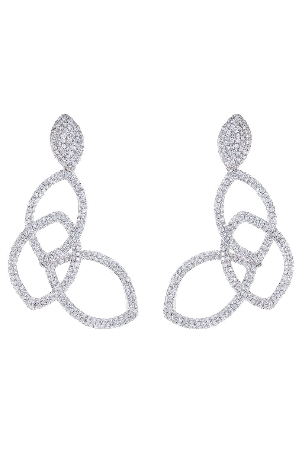 STEFERE-Diamond Hoop Drop Earrings-WHITE GOLD