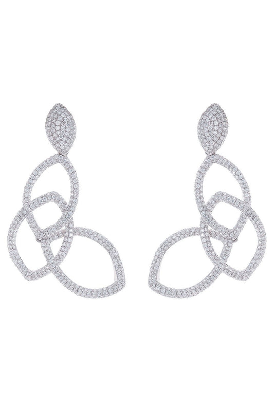 STEFERE-Diamond Hoop Drop Earrings-WHITE GOLD