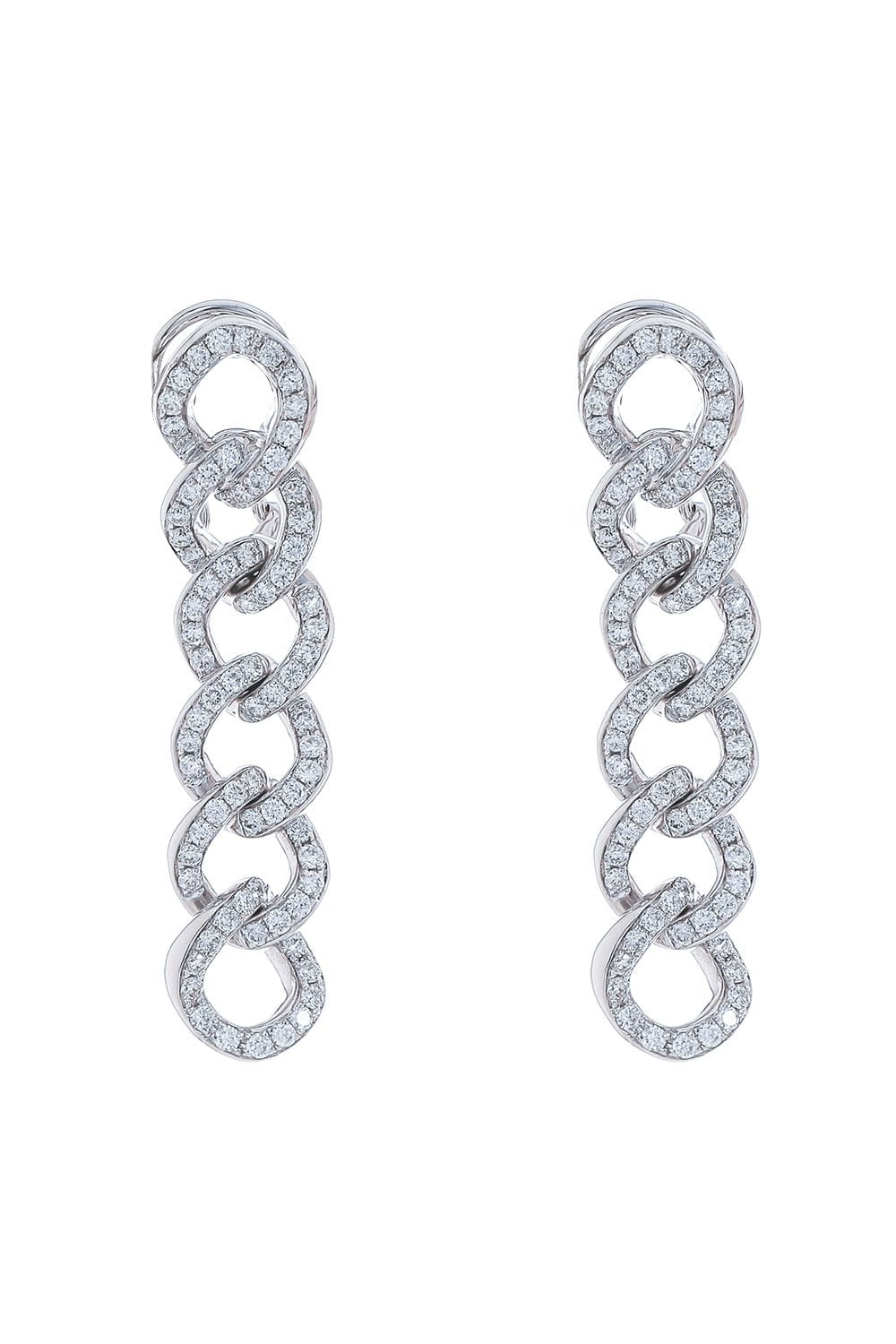 STEFERE-Diamond Link Drop Earrings-WHITE GOLD
